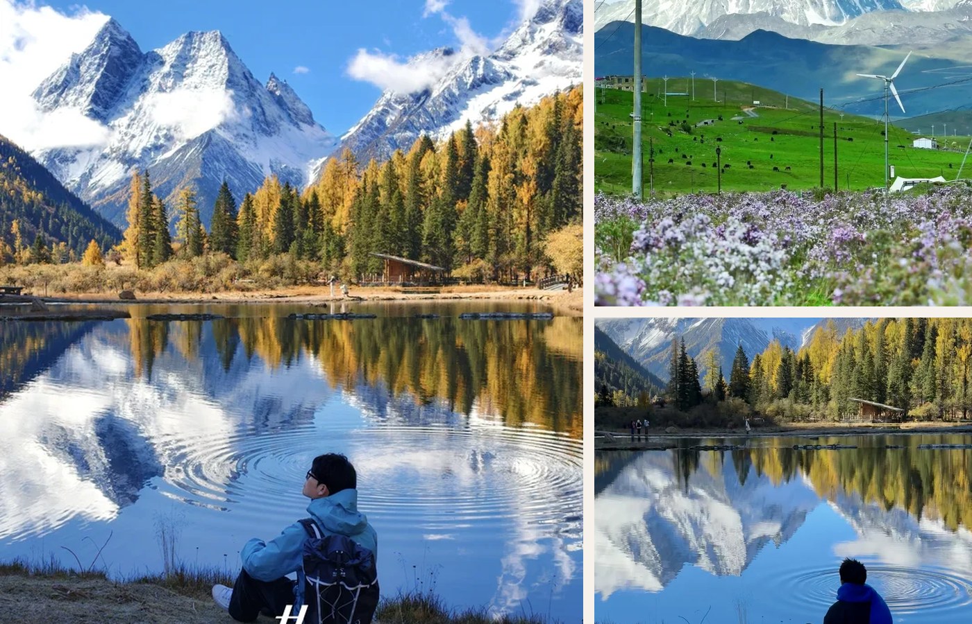 Western Sichuan alpine lake and snow mountain landscape