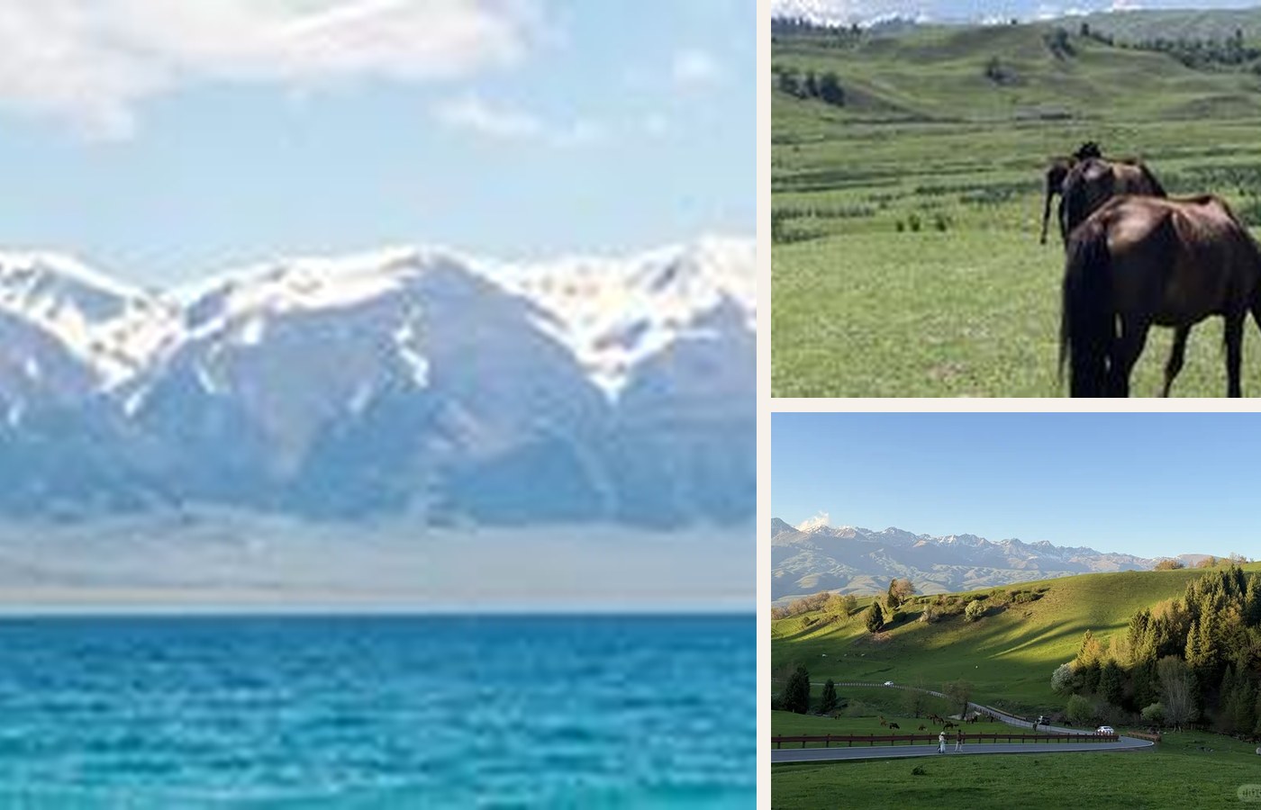 Xinjiang Yili grassland, lake, and mountain route scenery